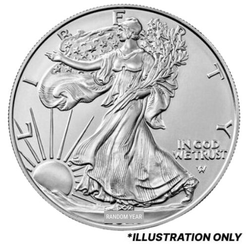 1 oz American Silver Eagle Burnished Coin with Box & COA - Random Year