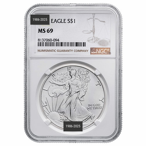 1986-2025 NGC MS-69 1 oz American Silver Eagles Coin Complete Set