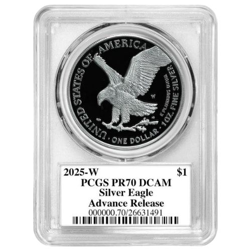 2025-W PCGS PR-70 Advance Release 1 oz American Silver Eagle Proof Coin - Emily Damstra Label