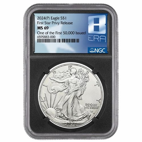 2024-(P) NGC MS-69 One of First 50,000 Issued Star Privy 1 oz American Silver Eagle Coin - Exclusive Black Core