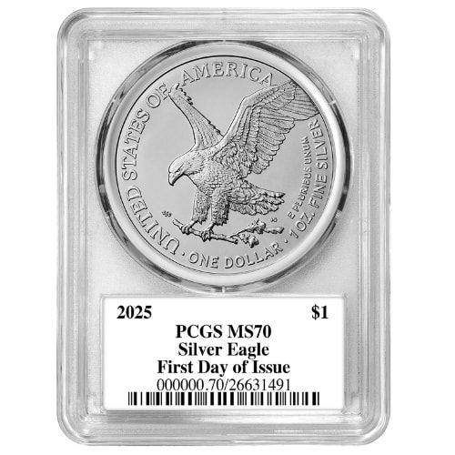2025 PCGS MS-70 First Day of Issue 1 oz American Silver Eagle Coin - John Dannreuther Label