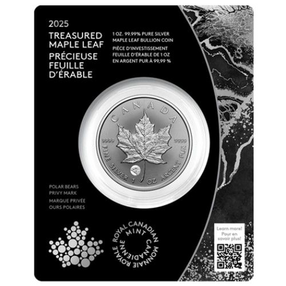 2025 1 oz Canadian Silver Maple Leaf Coin - Polar Bear Privy Mark