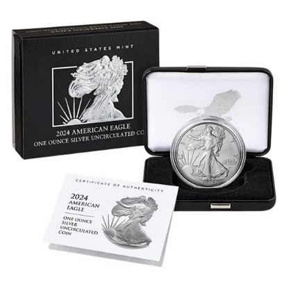 2024-W 1 oz American Silver Eagle Burnished Coin with Box and COA