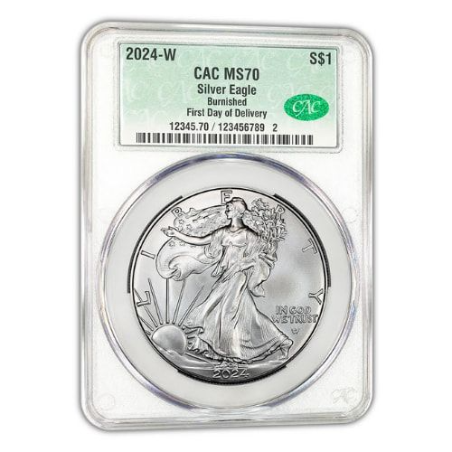 2024-W CAC MS-70 First Day Of Delivery 1 oz American Silver Eagle Burnished Coin