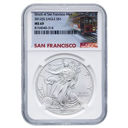 2012-(S) NGC MS-69 1 oz American Silver Eagle Coin Struck at San Francisco