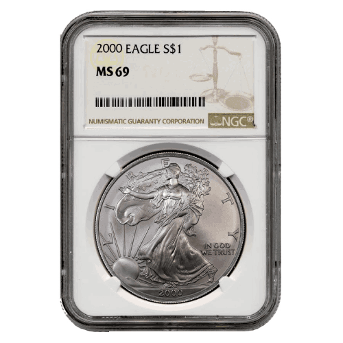 2000 NGC MS-69 American Silver Eagle Coin (Brown Label)